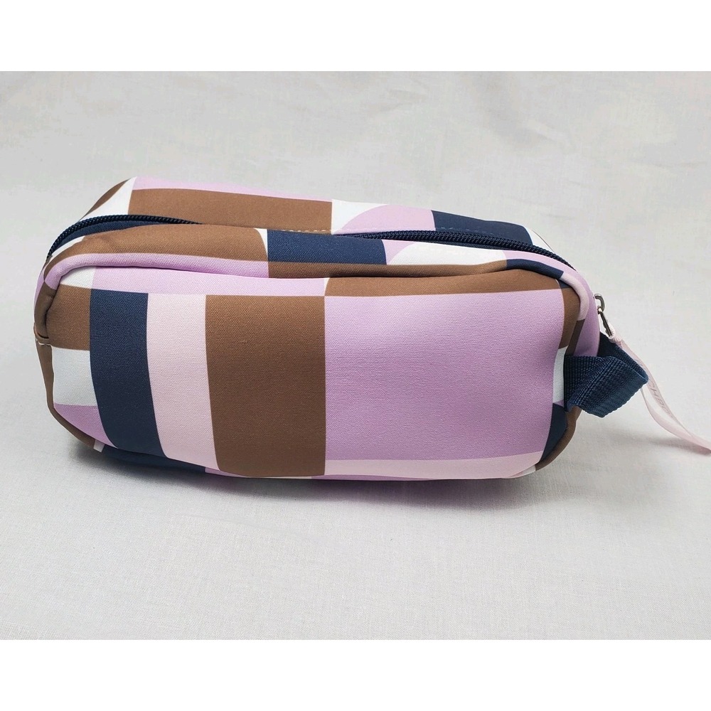 Birchbox Travel Makeup Cosmetic Bag Case Purple Blue Pink Zipper Ribbon